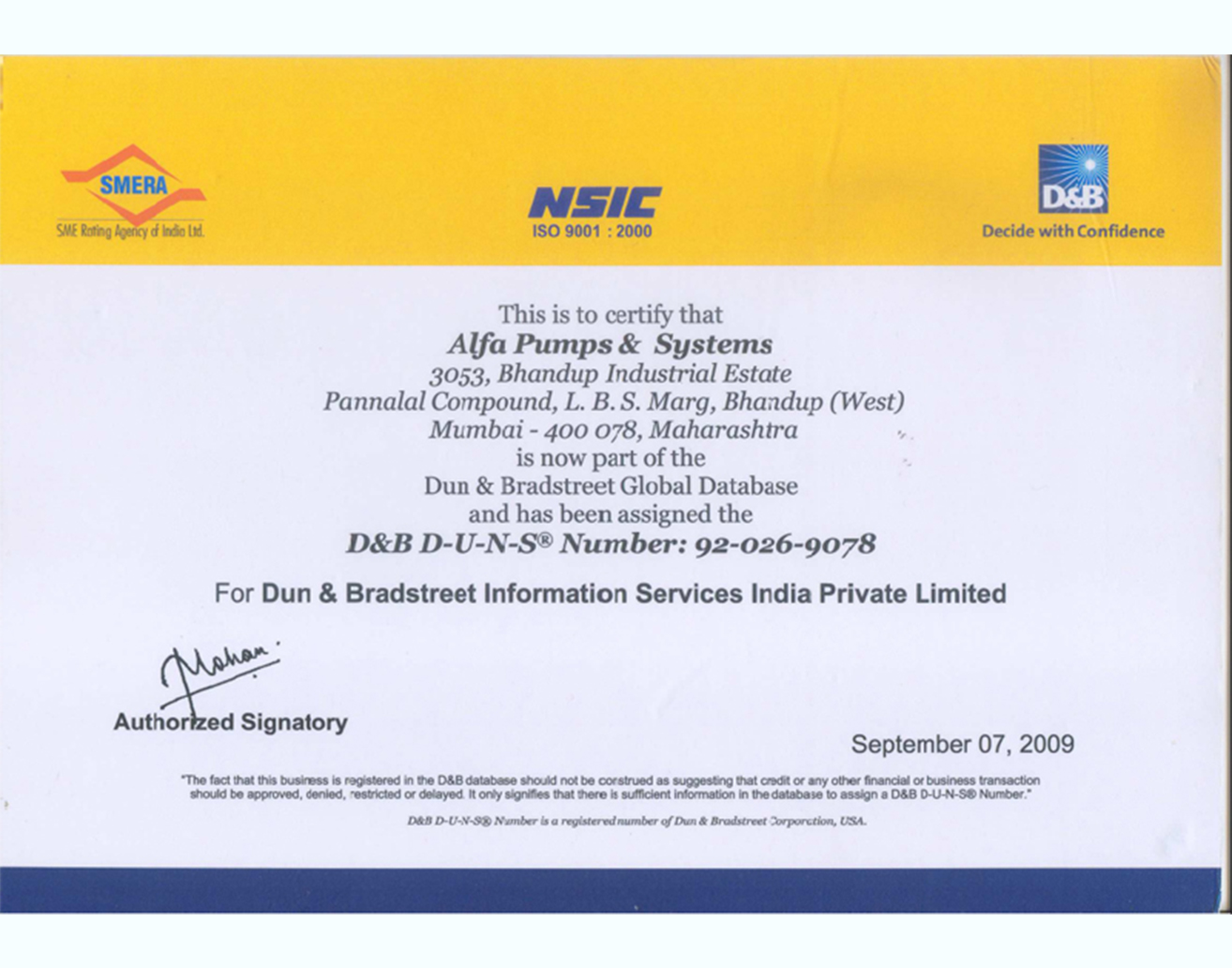 Alfa-Pumps-SMERA-NSIC-Certificate